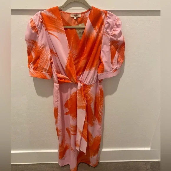 open lace back dress Orange & Pink Print Dress | Jodifl